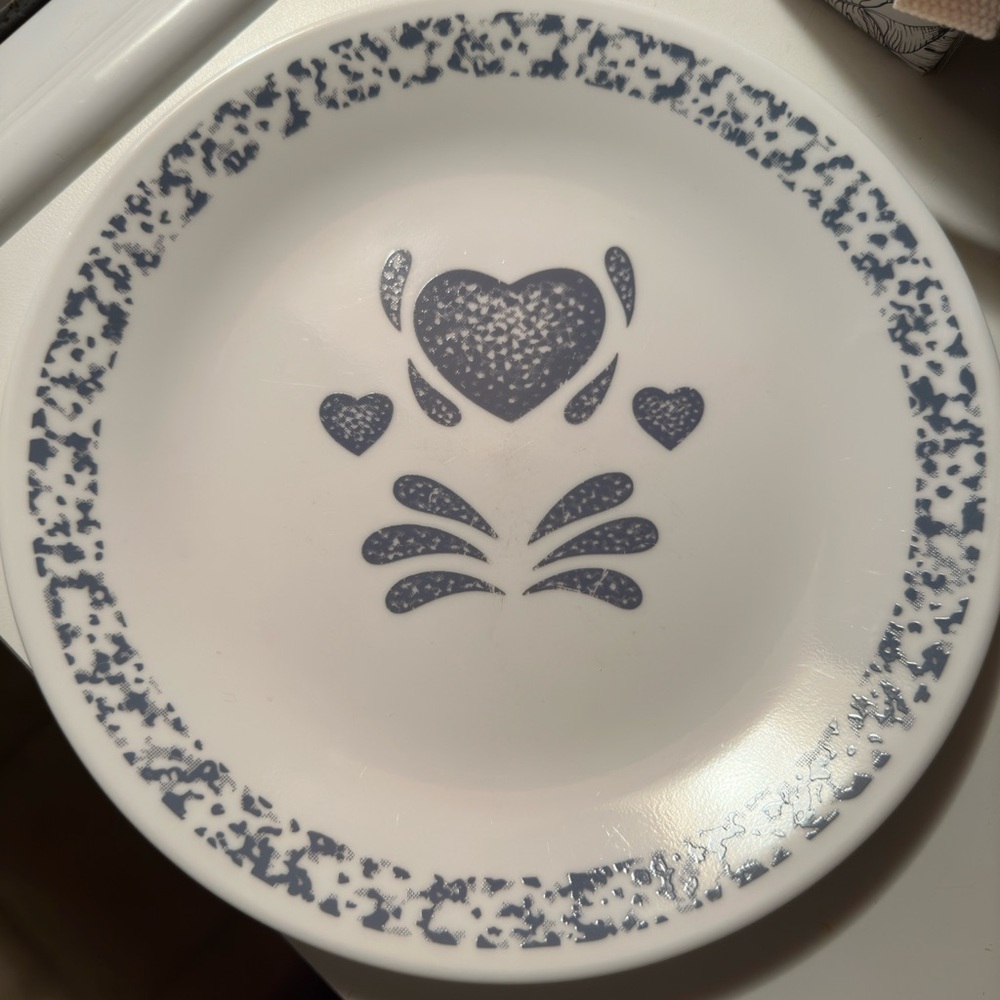 Vintage Corelle Circa 2005 Blue Hearts collection salad plates